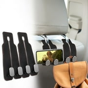 2Ps Car Seat Back Double Hook, Purse Hook for Car Headrest, Double Hook Holder for Convenient Storage, Mobile Phone Multifunctional Hook, Car Seat Back Organizer for Bags and Umbrellas